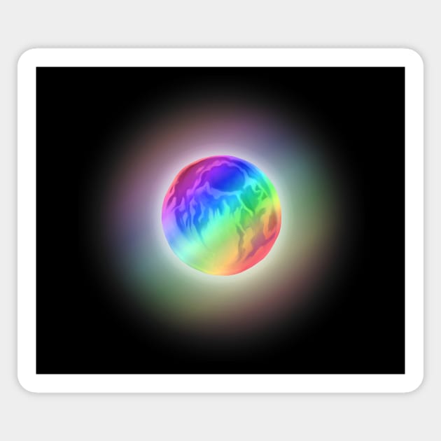 Glowing Rainbow Gradient Full Moon Sticker by Art by Deborah Camp